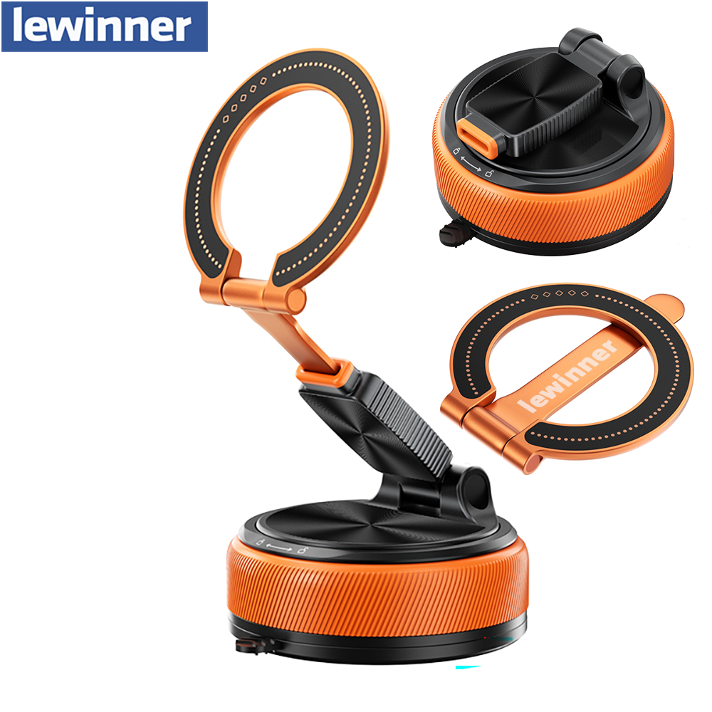 360 Rotation Lewinner Detachable Adjustable Vacuum Magnetic Phone Holder, Car mount / Detachable for everyday / Binge-watching / Makeup & routines “For iPhone & Android” Smartphone Grip
