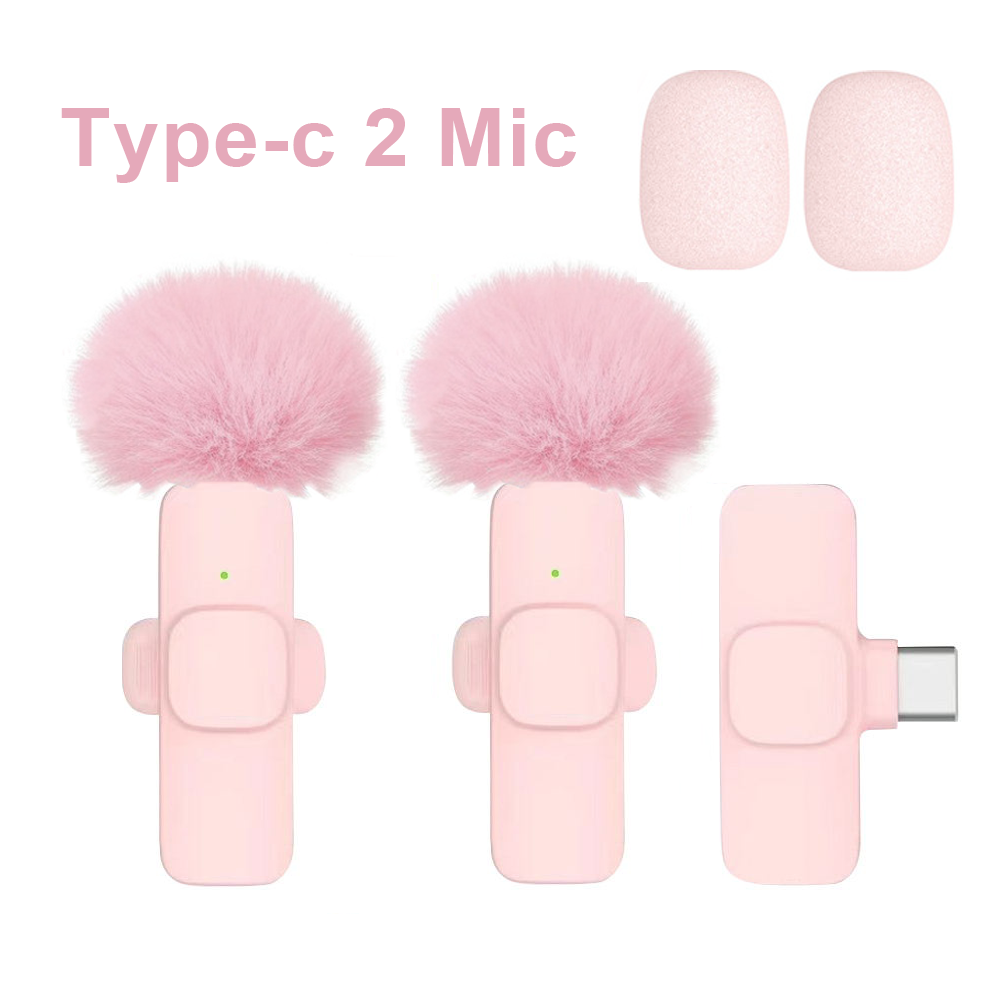 Lewinner Wireless Lavalier Microphones, Rechargeable USB-C Mic, 2Pcs