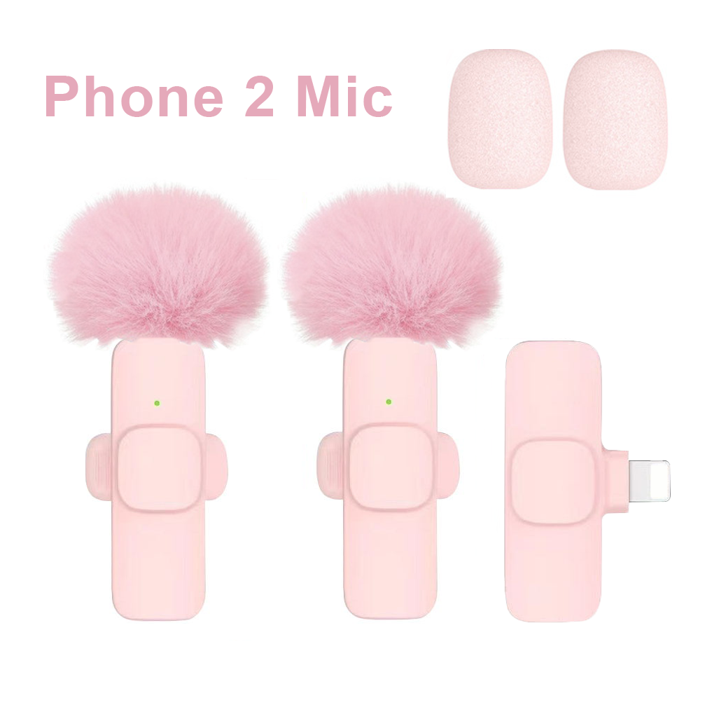 Lewinner Wireless Lavalier Microphones, Rechargeable USB-C Mic, 2Pcs