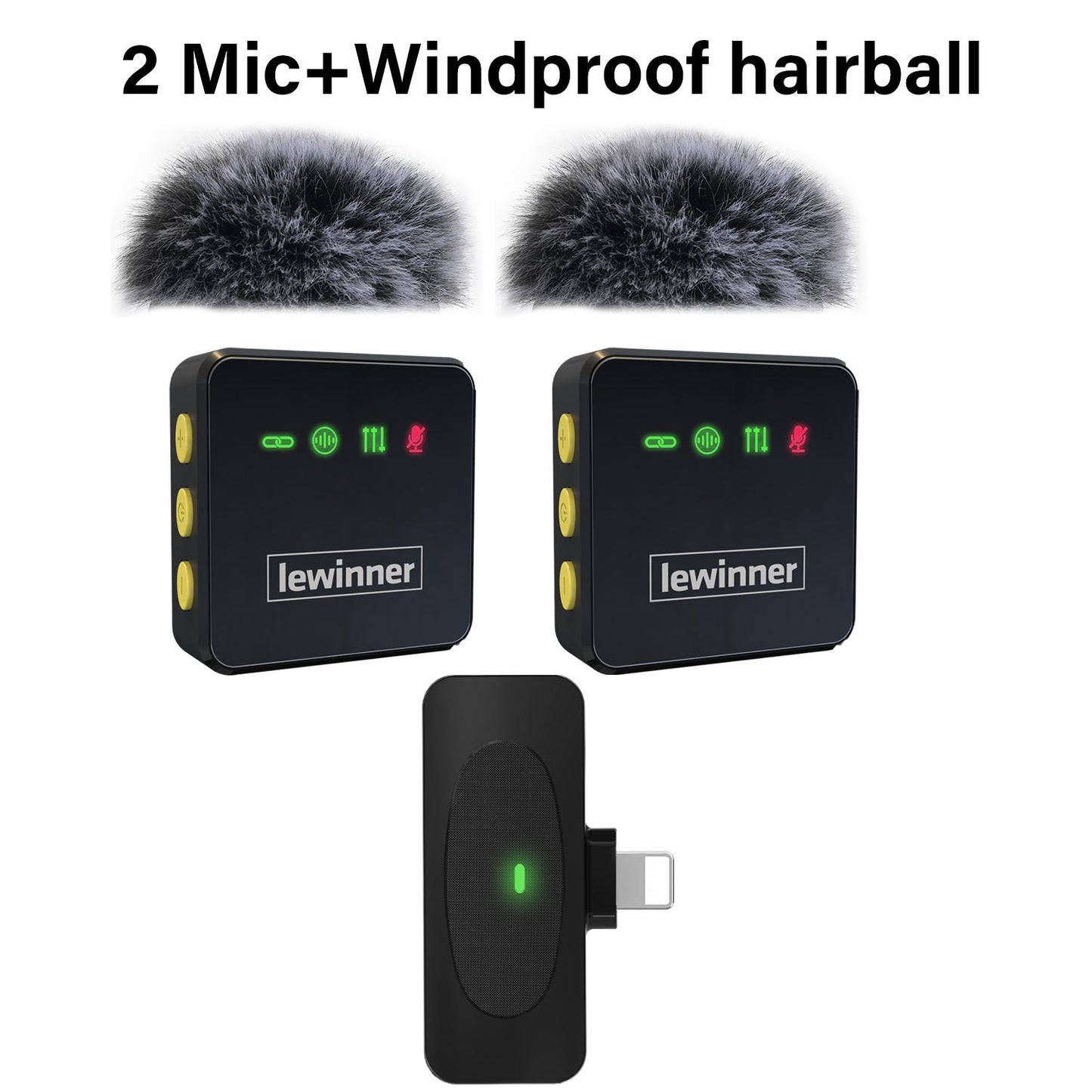 Lewinner 2pcs Lavalier Wireless Microphone for iPhone iPad Video Recording,Mini Microphone for Game Live Streaming