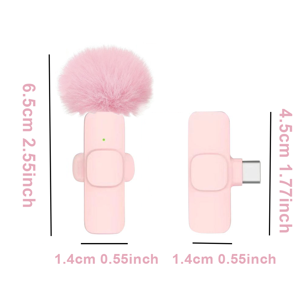 Lewinner Wireless Lavalier Microphones, Rechargeable USB-C Mic, 2Pcs