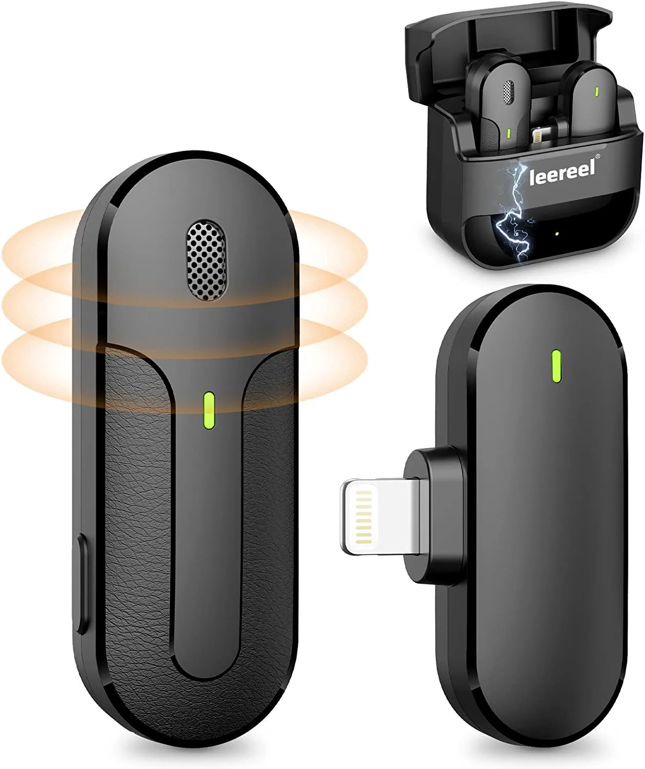 Wireless Lavalier Microphone for iPhone iPad, Plug-Play - Noise Reduction, Auto Sync
