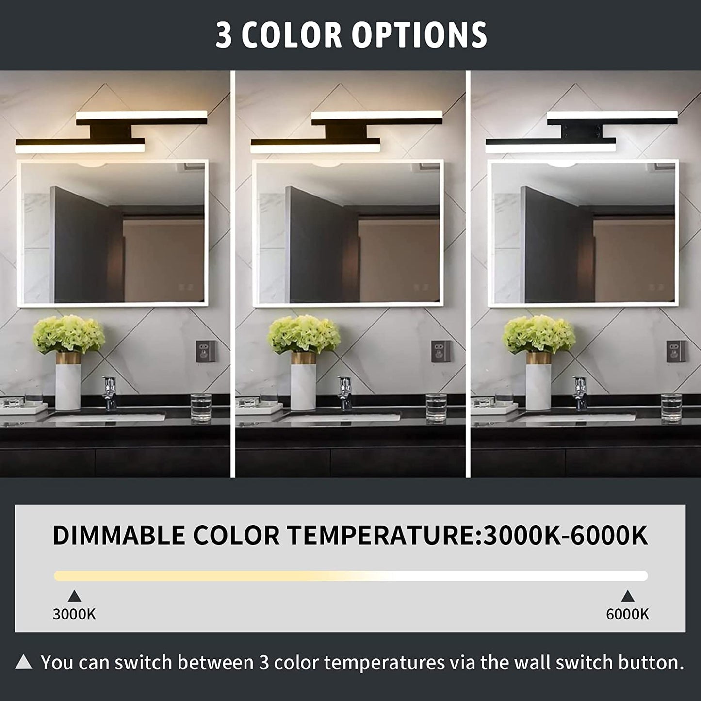 Leefact 24in Bathroom Vanity Light Modern Vanity LED Lighting Fixtures Over Mirror