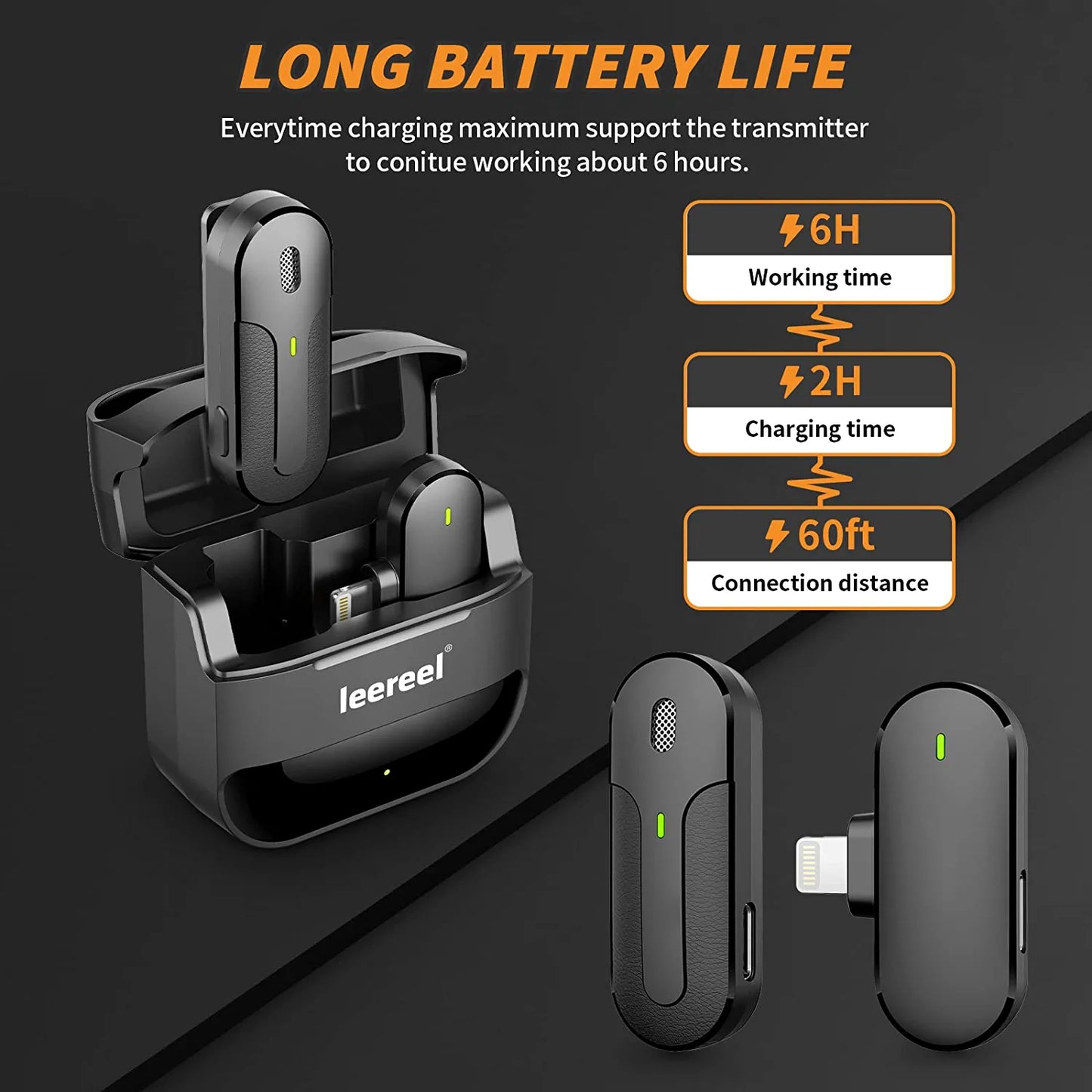 Wireless Lavalier Microphone for iPhone iPad, Plug-Play - Noise Reduction, Auto Sync