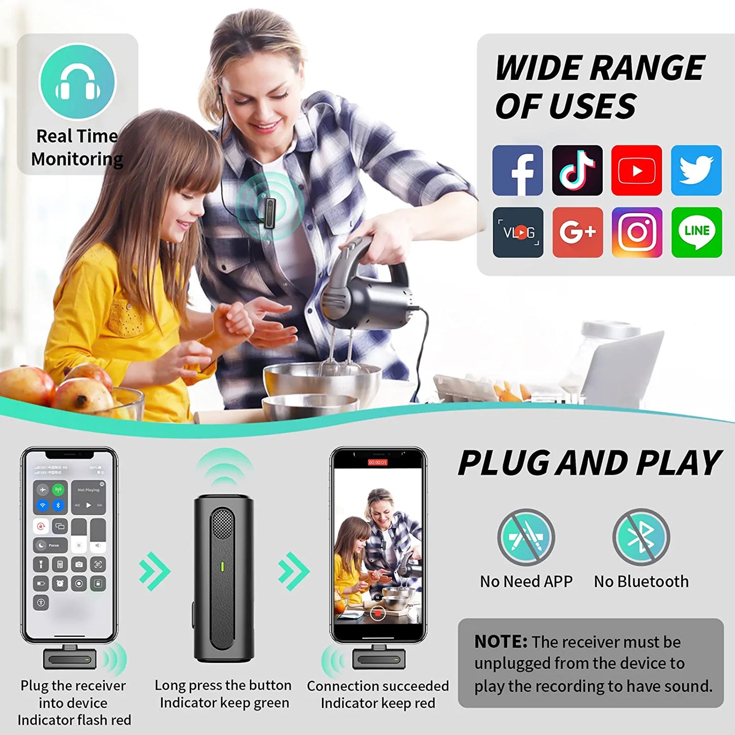 Wireless Lavalier Microphone for iPhone iPad(M9)