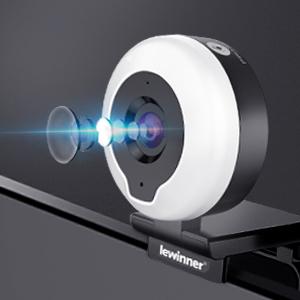 Lewinner 2K Webcam with Ring Light & Tripod & Microphone