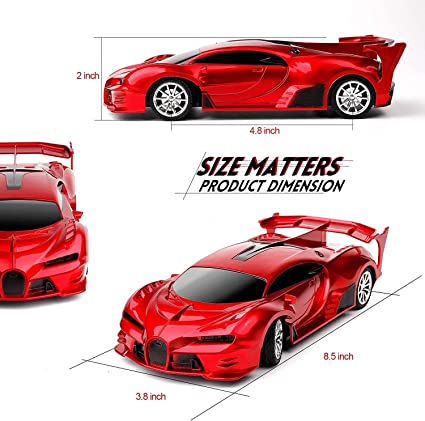 Remote Control Car 1/18 Rechargeable High Speed RC Cars Toys for Boys Girls Vehicle Racing Hobby with Headlight Xmas Birthday Gifts for Kids (Red)