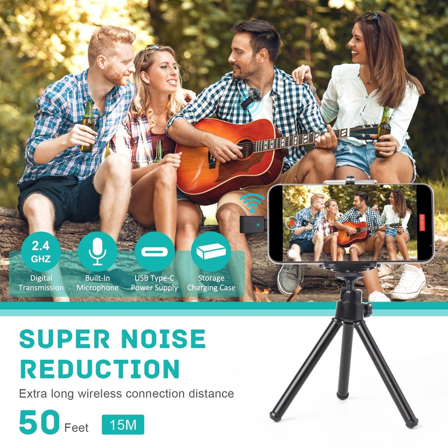 Lewinner Wireless Lavalier Microphone for iOS and Android (WM-2)