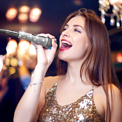 Lewinner Karaoke Microphone, Diamond-Studded Handheld Wired MIC