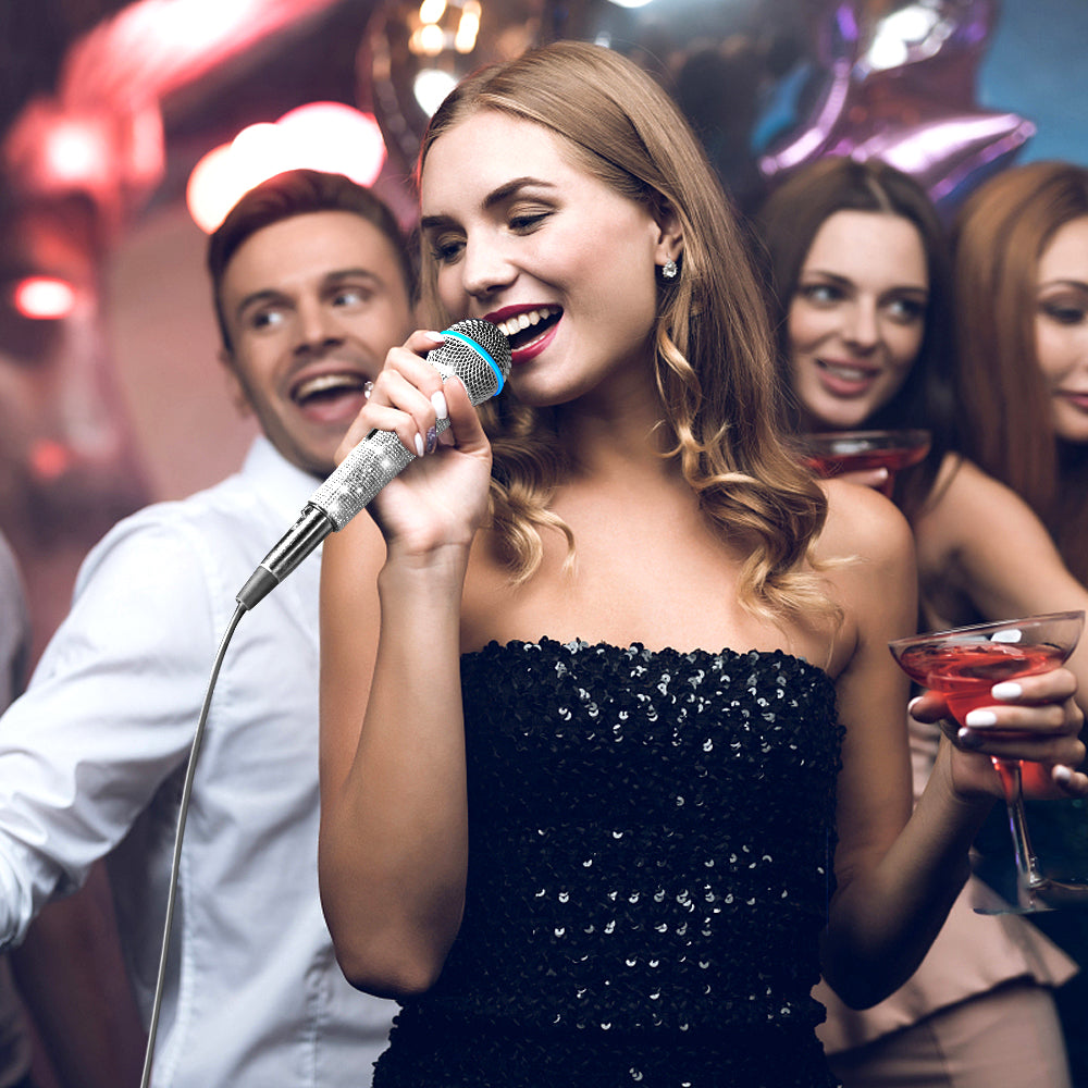 Lewinner Karaoke Microphone, Diamond-Studded Handheld Wired MIC