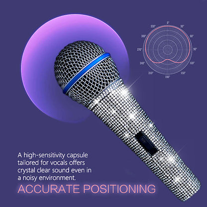 Lewinner Karaoke Microphone, Diamond-Studded Handheld Wired MIC