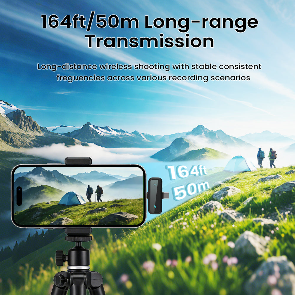 Lavalier microphones, 2 Black microphone ,Mini Lavalier Wireless Microphone for Type-C and Lightning,Tiny Lavalier Microphone Mini Mic for TikTok, Podcast,YouTube, Live Streaming