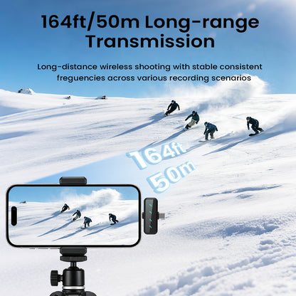 4 Black microphone for Type-c and Lightning,Mini Lavalier Wireless Microphone  with Charging Box,Tiny Lavalier Microphone Mini Mic for TikTok, Podcast,YouTube, Live Streaming