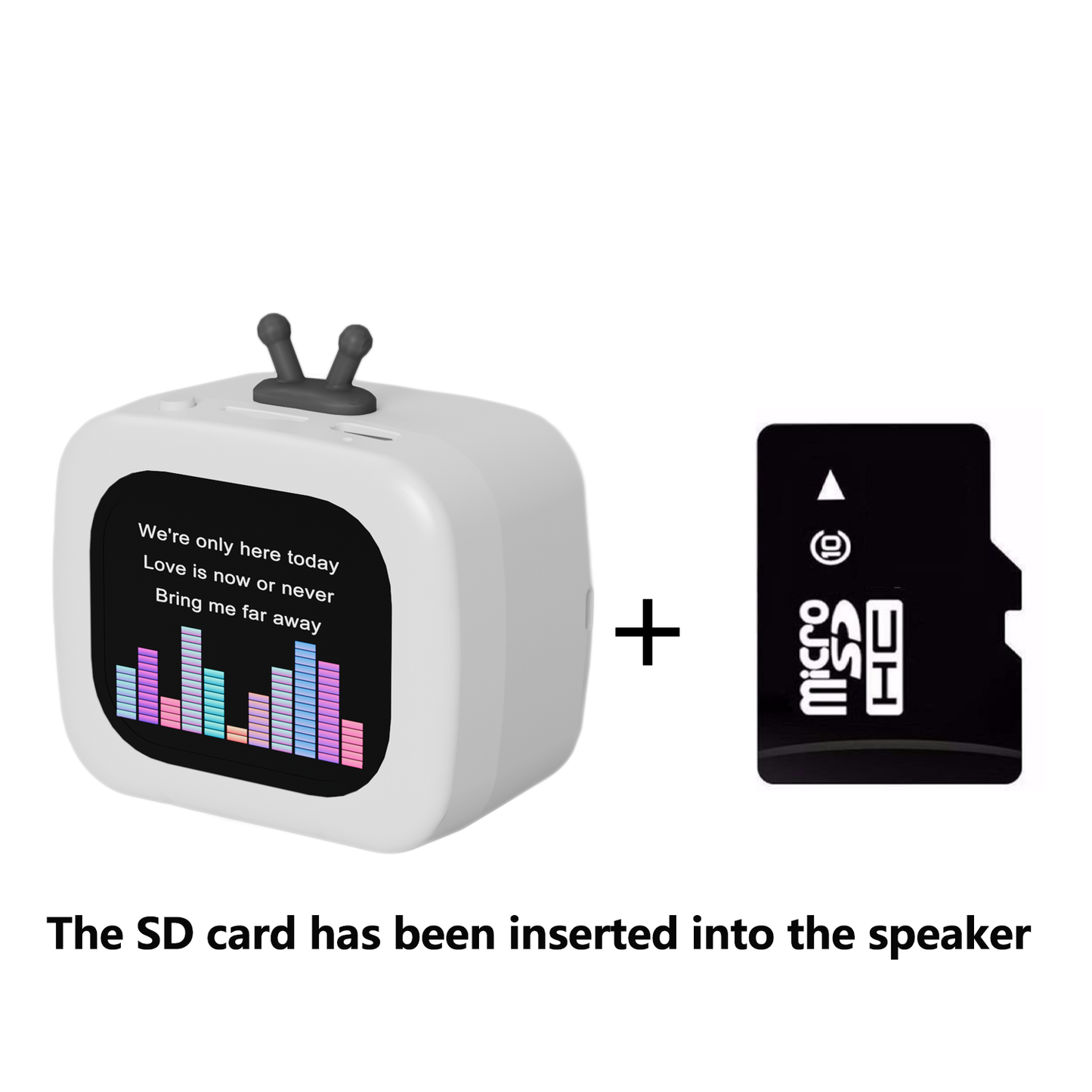 Bluetooth speaker with screen and changeable wallpaper | Can be used as an alarm clock | Comes with a  512MB memory card