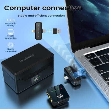 Lavalier microphones, 2 Black microphone ,Mini Lavalier Wireless Microphone for Type-C and Lightning,Tiny Lavalier Microphone Mini Mic for TikTok, Podcast,YouTube, Live Streaming