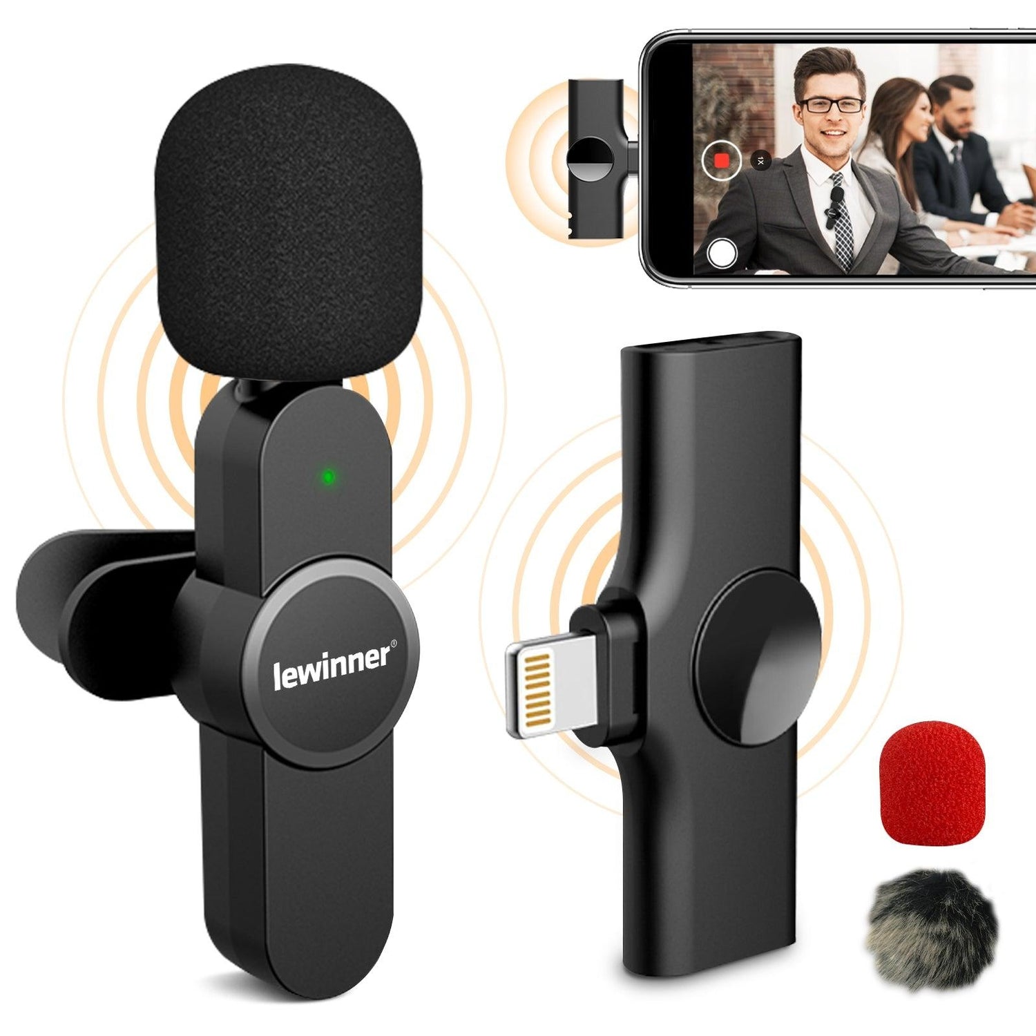 Lewinner Wireless Lavalier Microphone for iPhone iPad (WM-4