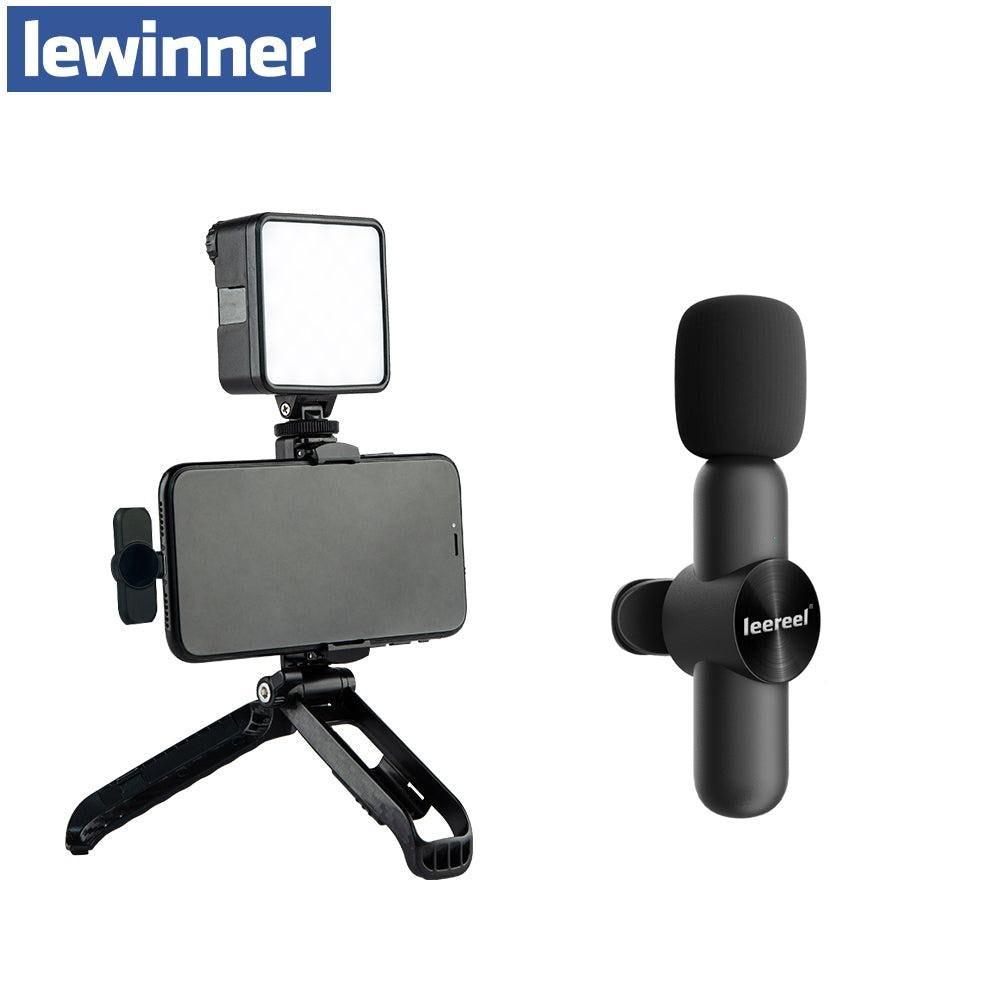 Lewinner Mini Table Tripod Phone Holder Smartphone Clip Holder With Fill Light（TFM-1）