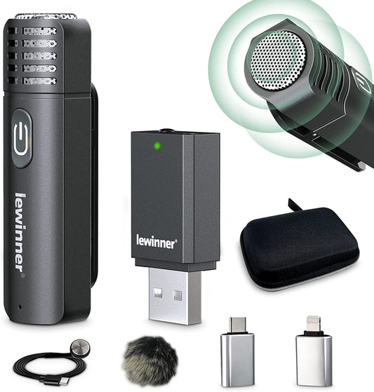 lewinner Wireless Lavalier Microphone for Computer iPhone iPad Android Laptop Speaker