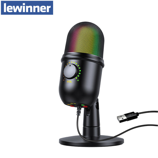 Lewinner USB Condenser Microphone Tabletop Mic for PC iPhone( V5 )