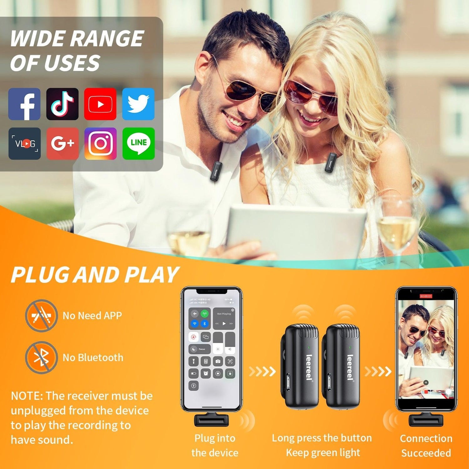 Wireless Lavalier Microphone With Charging Case for iPhone (XM2