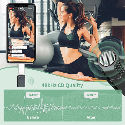 lewinner Wireless Lavalier Microphone for Computer iPhone iPad Android Laptop Speaker