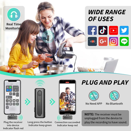Wireless Lavalier Microphone for iPhone iPad(M9)