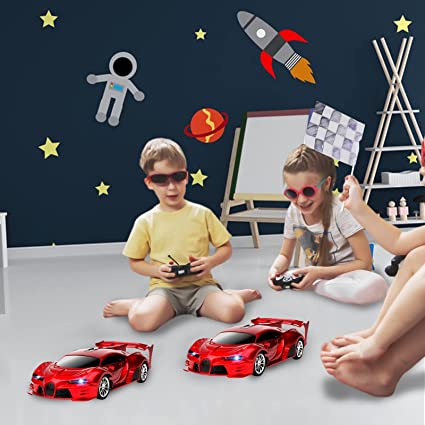Remote Control Car 1/18 Rechargeable High Speed RC Cars Toys for Boys Girls Vehicle Racing Hobby with Headlight Xmas Birthday Gifts for Kids (Red)