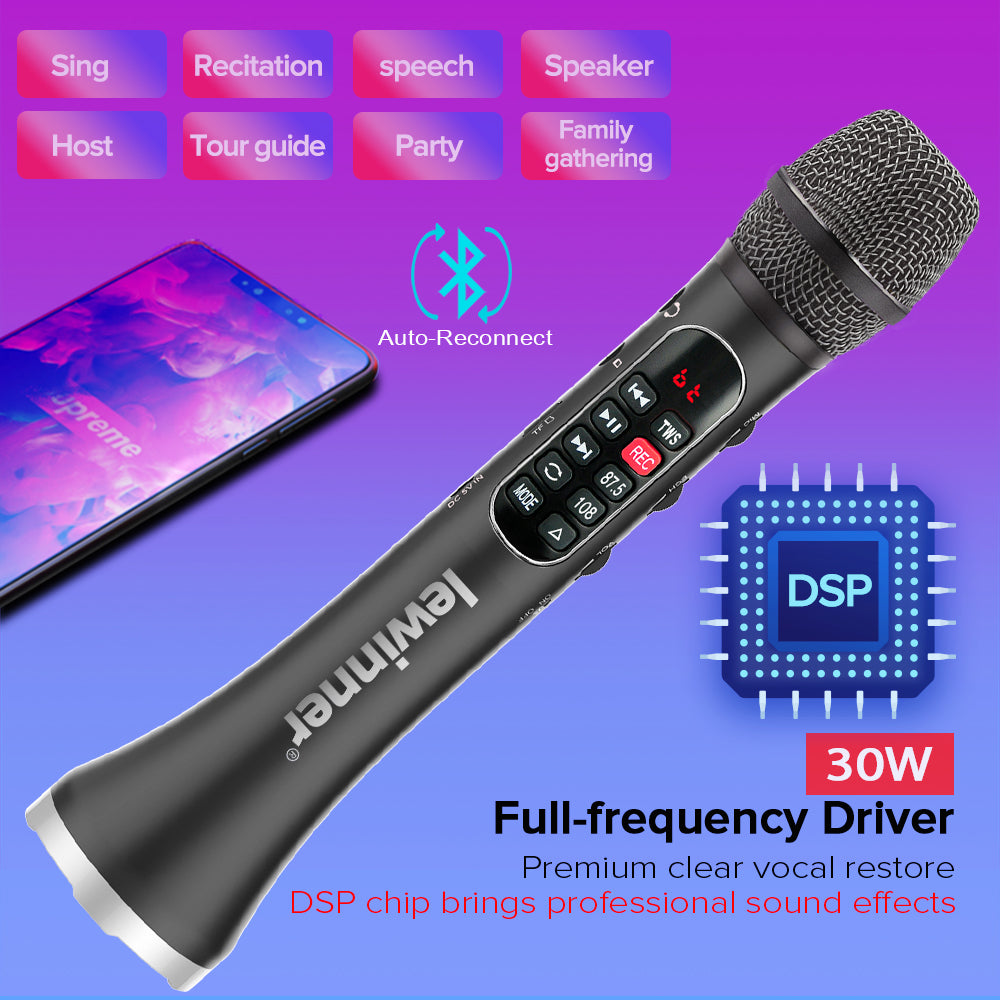 Lewinner L1098 karaoke Microphone 30W Professional Wireless Bluetooth Mic