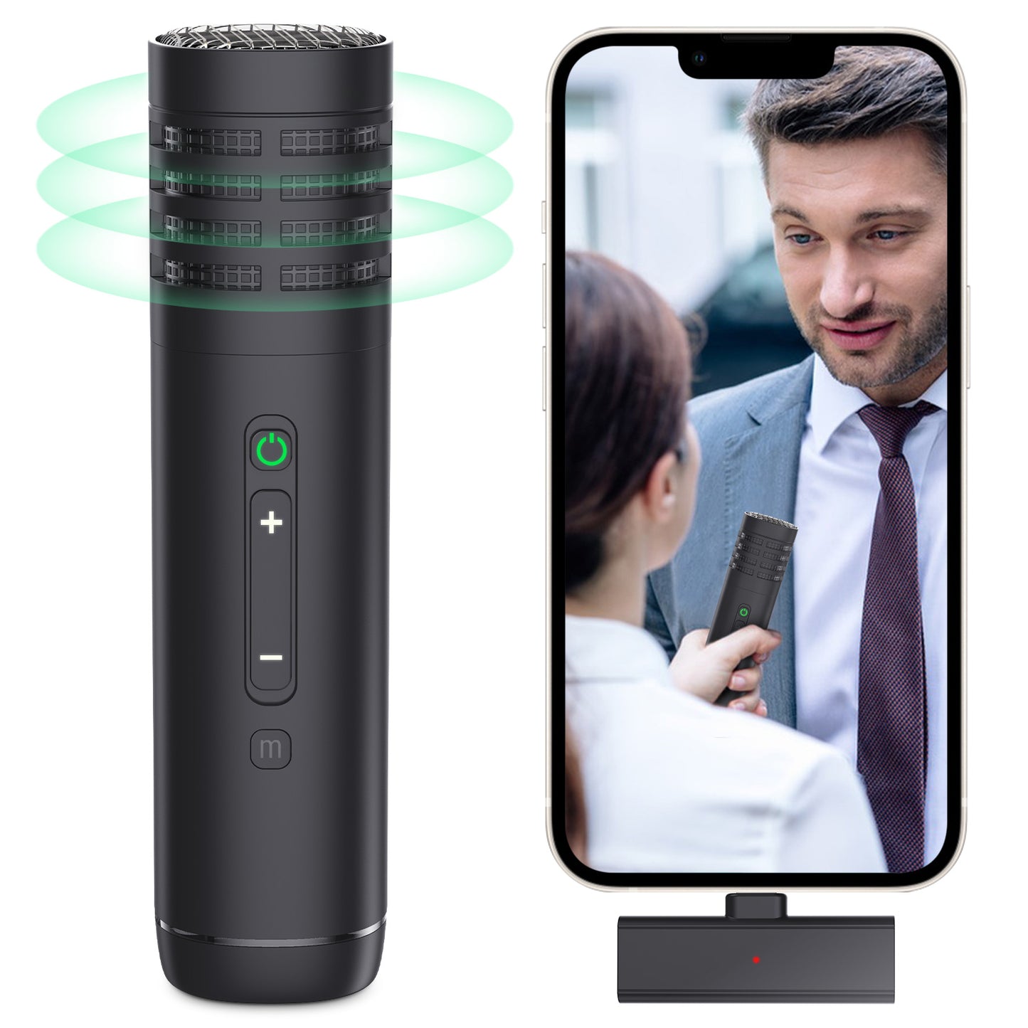 Wireless Handheld Microphone for iPhone iPad, Interview Wireless Recording Mic for Video Vlog TikTok